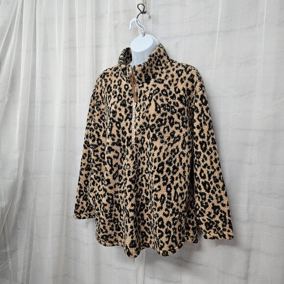 Maurices Brown Leopard Sherpa Jacket Pullover Casual Cabin Outdoor L - Picture 6 of 12